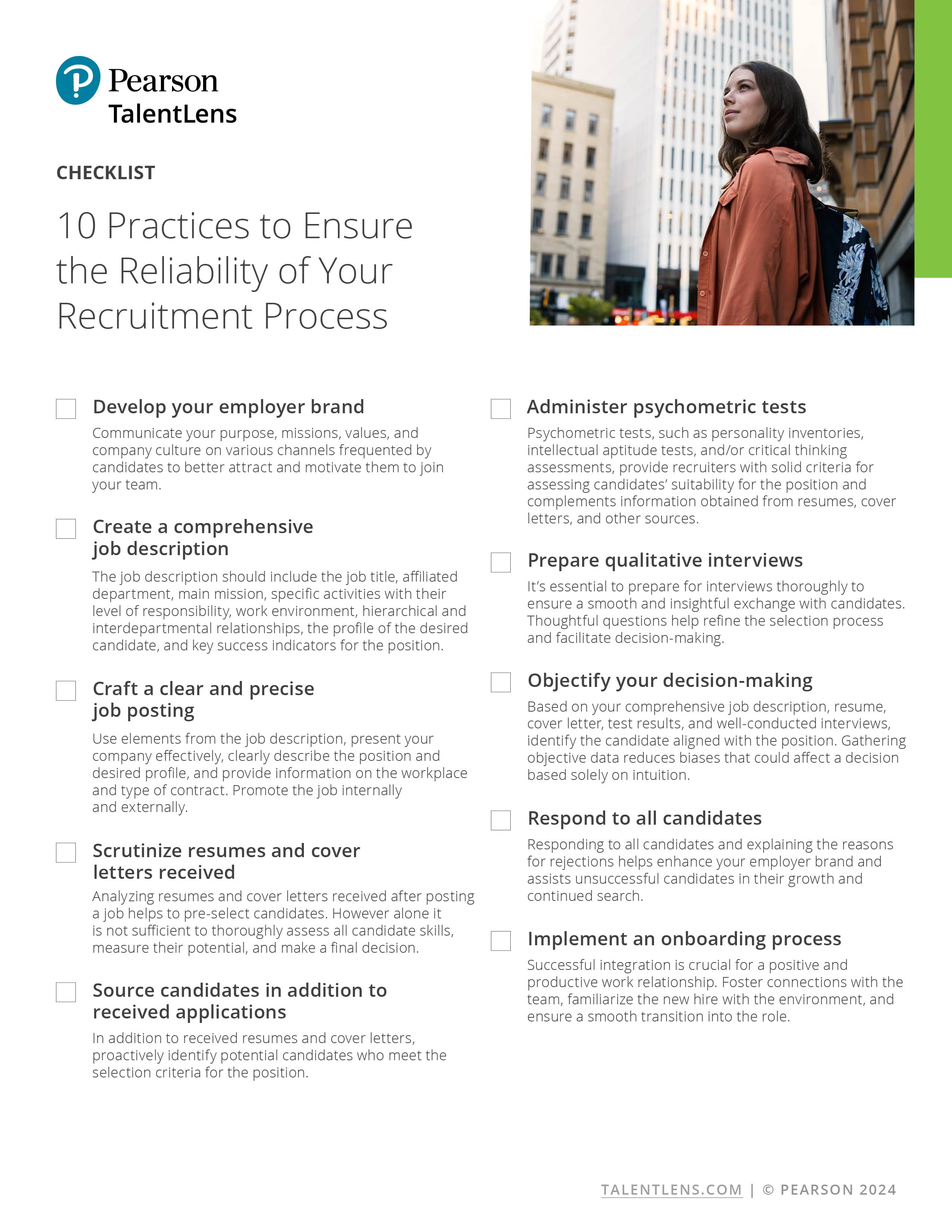 Checklist-10 Practices to Ensure the Reliability of Your Recruitment Process