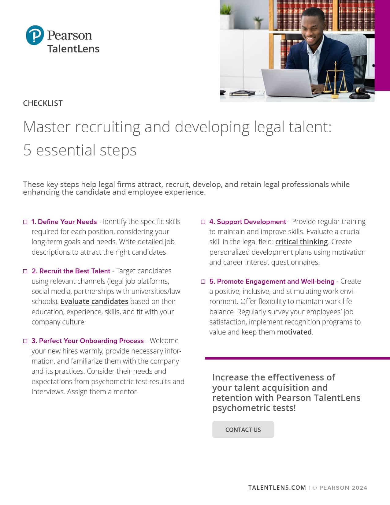 Checklist - Master recruiting and developing legal talent: 5 essential steps