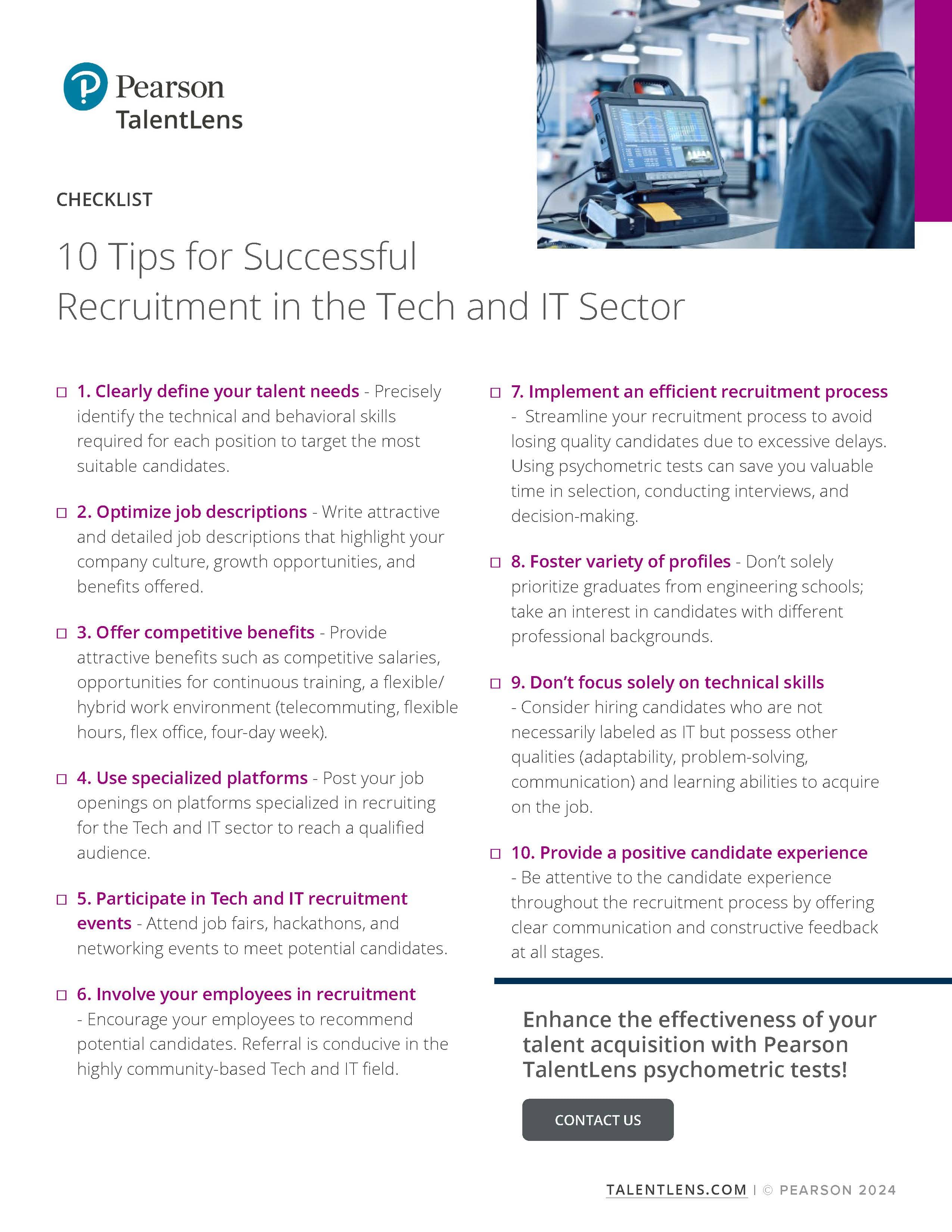 Checklist 10 Tips for Successful Recruitment in the Tech and IT Sector